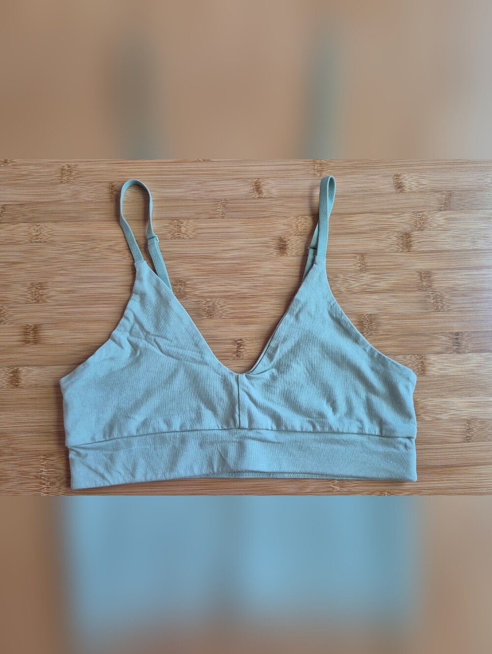 Pact Organic Cotton V-neck Adjustable Strap Bralette - Pale Green